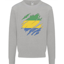Torn Gabon Flag Gabonese Day Football Kids Sweatshirt Jumper Sports Grey