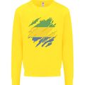 Torn Gabon Flag Gabonese Day Football Kids Sweatshirt Jumper Yellow