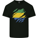 Torn Gabon Flag Gabonese Day Football Kids T-Shirt Childrens Black