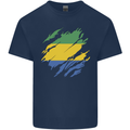 Torn Gabon Flag Gabonese Day Football Kids T-Shirt Childrens Navy Blue