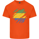 Torn Gabon Flag Gabonese Day Football Kids T-Shirt Childrens Orange