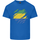 Torn Gabon Flag Gabonese Day Football Kids T-Shirt Childrens Royal Blue