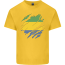 Torn Gabon Flag Gabonese Day Football Kids T-Shirt Childrens Yellow
