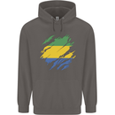 Torn Gabon Flag Gabonese Day Football Mens 80% Cotton Hoodie Charcoal