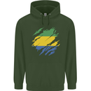 Torn Gabon Flag Gabonese Day Football Mens 80% Cotton Hoodie Forest Green