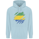 Torn Gabon Flag Gabonese Day Football Mens 80% Cotton Hoodie Light Blue
