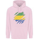 Torn Gabon Flag Gabonese Day Football Mens 80% Cotton Hoodie Light Pink
