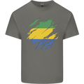 Torn Gabon Flag Gabonese Day Football Mens Cotton T-Shirt Tee Top Charcoal
