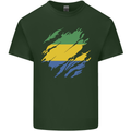 Torn Gabon Flag Gabonese Day Football Mens Cotton T-Shirt Tee Top Forest Green