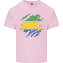 Torn Gabon Flag Gabonese Day Football Mens Cotton T-Shirt Tee Top Light Pink