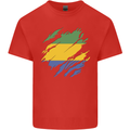 Torn Gabon Flag Gabonese Day Football Mens Cotton T-Shirt Tee Top Red