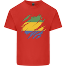 Torn Gabon Flag Gabonese Day Football Mens Cotton T-Shirt Tee Top Red