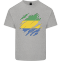 Torn Gabon Flag Gabonese Day Football Mens Cotton T-Shirt Tee Top Sports Grey