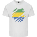 Torn Gabon Flag Gabonese Day Football Mens Cotton T-Shirt Tee Top White