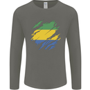 Torn Gabon Flag Gabonese Day Football Mens Long Sleeve T-Shirt Charcoal