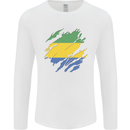 Torn Gabon Flag Gabonese Day Football Mens Long Sleeve T-Shirt White