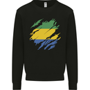Torn Gabon Flag Gabonese Day Football Mens Sweatshirt Jumper Black