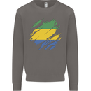 Torn Gabon Flag Gabonese Day Football Mens Sweatshirt Jumper Charcoal