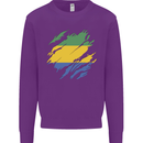 Torn Gabon Flag Gabonese Day Football Mens Sweatshirt Jumper Purple