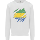 Torn Gabon Flag Gabonese Day Football Mens Sweatshirt Jumper White