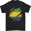 Torn Gabon Flag Gabonese Day Football Mens T-Shirt 100% Cotton Black