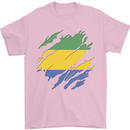 Torn Gabon Flag Gabonese Day Football Mens T-Shirt 100% Cotton Light Pink