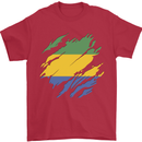 Torn Gabon Flag Gabonese Day Football Mens T-Shirt 100% Cotton Red