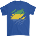 Torn Gabon Flag Gabonese Day Football Mens T-Shirt 100% Cotton Royal Blue