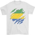 Torn Gabon Flag Gabonese Day Football Mens T-Shirt 100% Cotton White