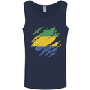 Torn Gabon Flag Gabonese Day Football Mens Vest Tank Top Navy Blue