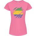Torn Gabon Flag Gabonese Day Football Womens Petite Cut T-Shirt Azalea