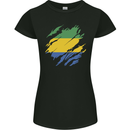 Torn Gabon Flag Gabonese Day Football Womens Petite Cut T-Shirt Black