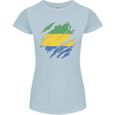 Torn Gabon Flag Gabonese Day Football Womens Petite Cut T-Shirt Light Blue