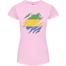 Torn Gabon Flag Gabonese Day Football Womens Petite Cut T-Shirt Light Pink
