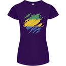 Torn Gabon Flag Gabonese Day Football Womens Petite Cut T-Shirt Purple
