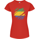 Torn Gabon Flag Gabonese Day Football Womens Petite Cut T-Shirt Red
