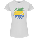 Torn Gabon Flag Gabonese Day Football Womens Petite Cut T-Shirt White