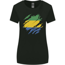 Torn Gabon Flag Gabonese Day Football Womens Wider Cut T-Shirt Black