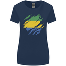 Torn Gabon Flag Gabonese Day Football Womens Wider Cut T-Shirt Navy Blue