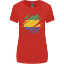 Torn Gabon Flag Gabonese Day Football Womens Wider Cut T-Shirt Red