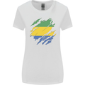 Torn Gabon Flag Gabonese Day Football Womens Wider Cut T-Shirt White