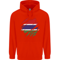 Torn Gambia Flag Gambian Day Football Childrens Kids Hoodie Bright Red