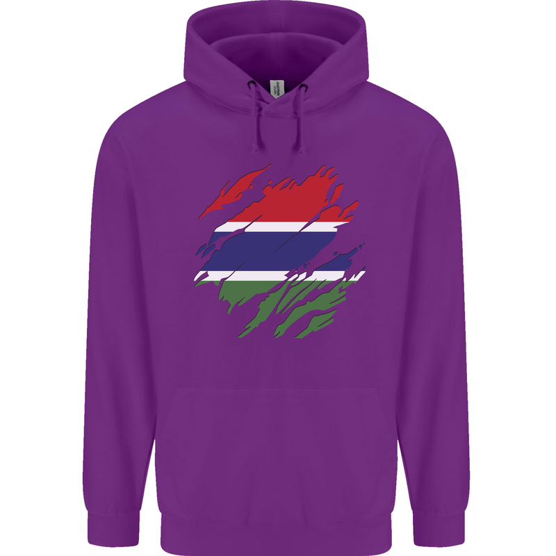 Torn Gambia Flag Gambian Day Football Childrens Kids Hoodie Purple