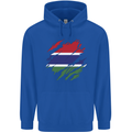 Torn Gambia Flag Gambian Day Football Childrens Kids Hoodie Royal Blue