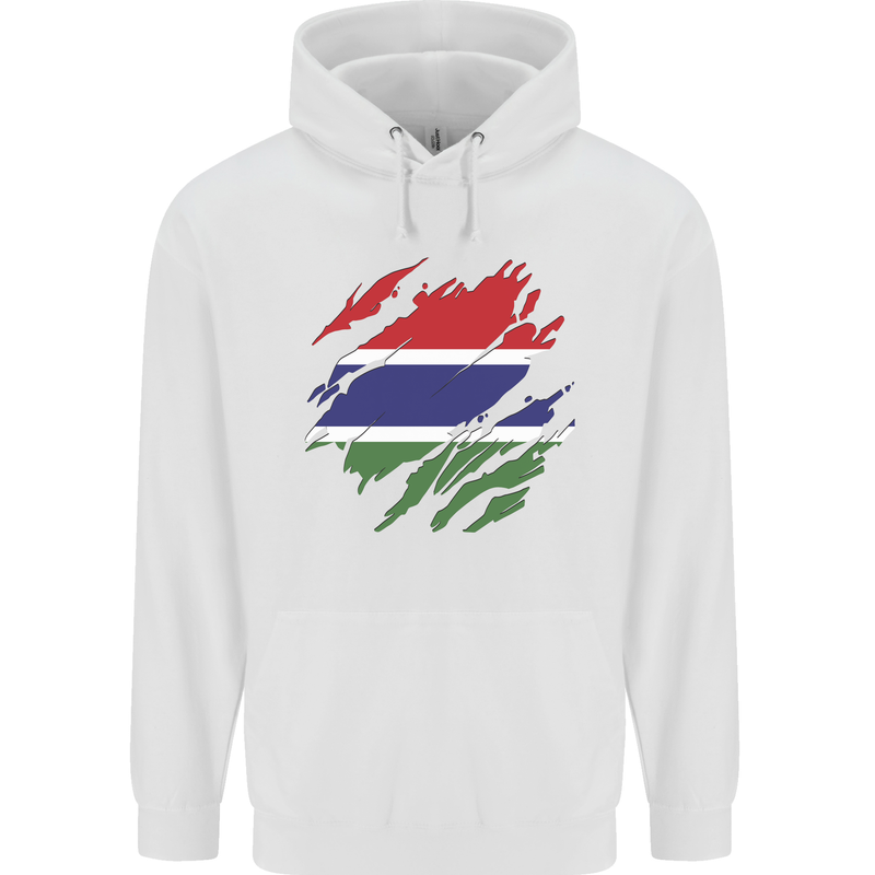Torn Gambia Flag Gambian Day Football Childrens Kids Hoodie White