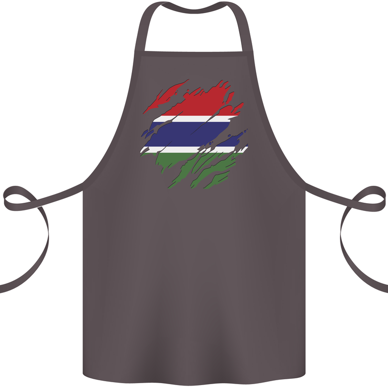 Torn Gambia Flag Gambian Day Football Cotton Apron 100% Organic Dark Grey