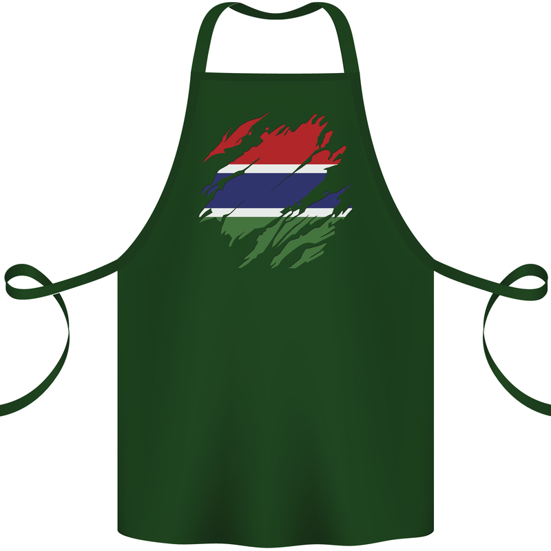 Torn Gambia Flag Gambian Day Football Cotton Apron 100% Organic Forest Green
