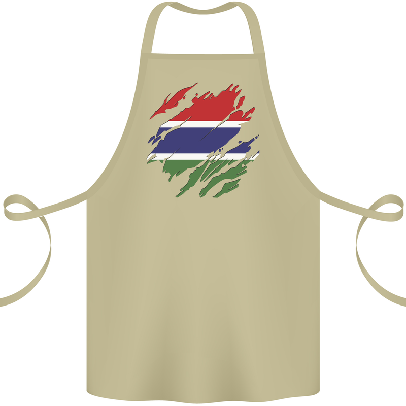 Torn Gambia Flag Gambian Day Football Cotton Apron 100% Organic Khaki