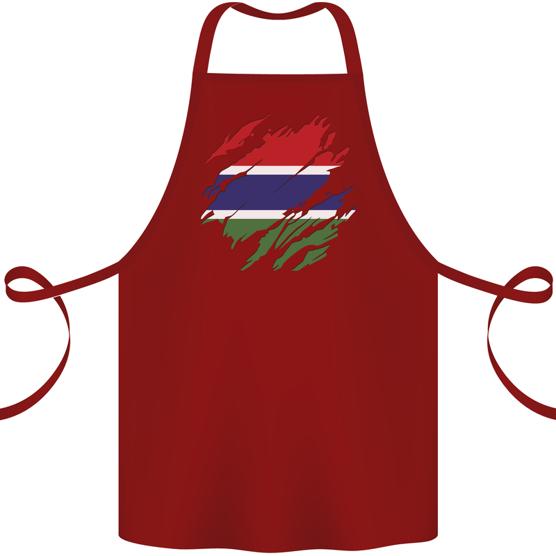 Torn Gambia Flag Gambian Day Football Cotton Apron 100% Organic Maroon