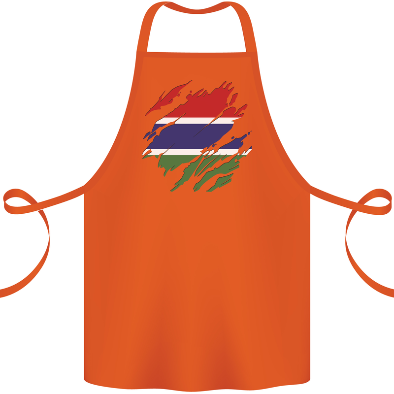 Torn Gambia Flag Gambian Day Football Cotton Apron 100% Organic Orange